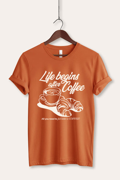 Life Begins After Coffee Graphic Women's Jersey Tee