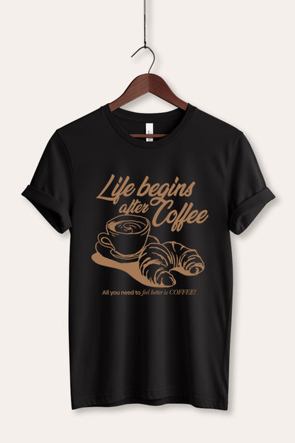 Life Begins After Coffee Graphic Women's Jersey Tee