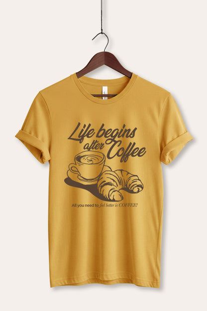 Life Begins After Coffee Graphic Women's Jersey Tee