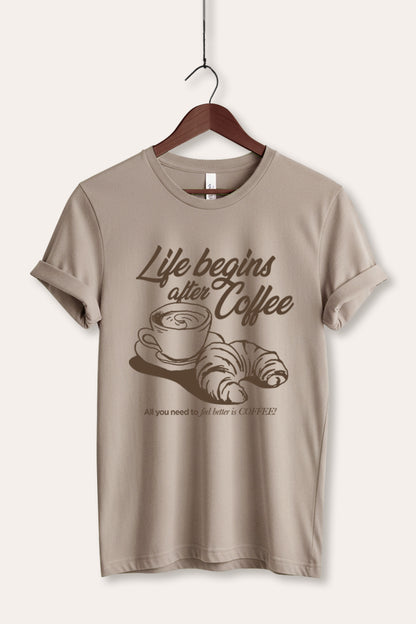Life Begins After Coffee Graphic Women's Jersey Tee