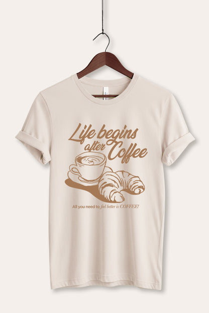 Life Begins After Coffee Graphic Women's Jersey Tee