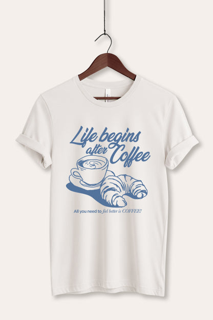 Life Begins After Coffee Graphic Women's Jersey Tee