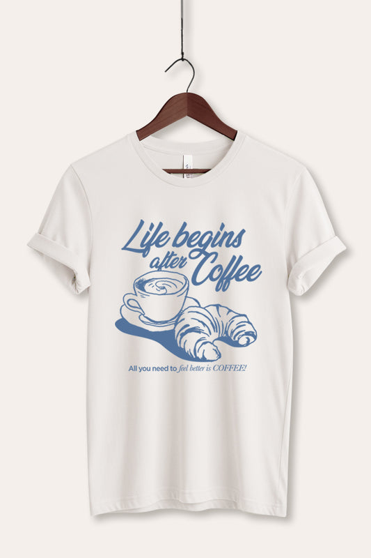 Life Begins After Coffee Graphic Women's Jersey Tee