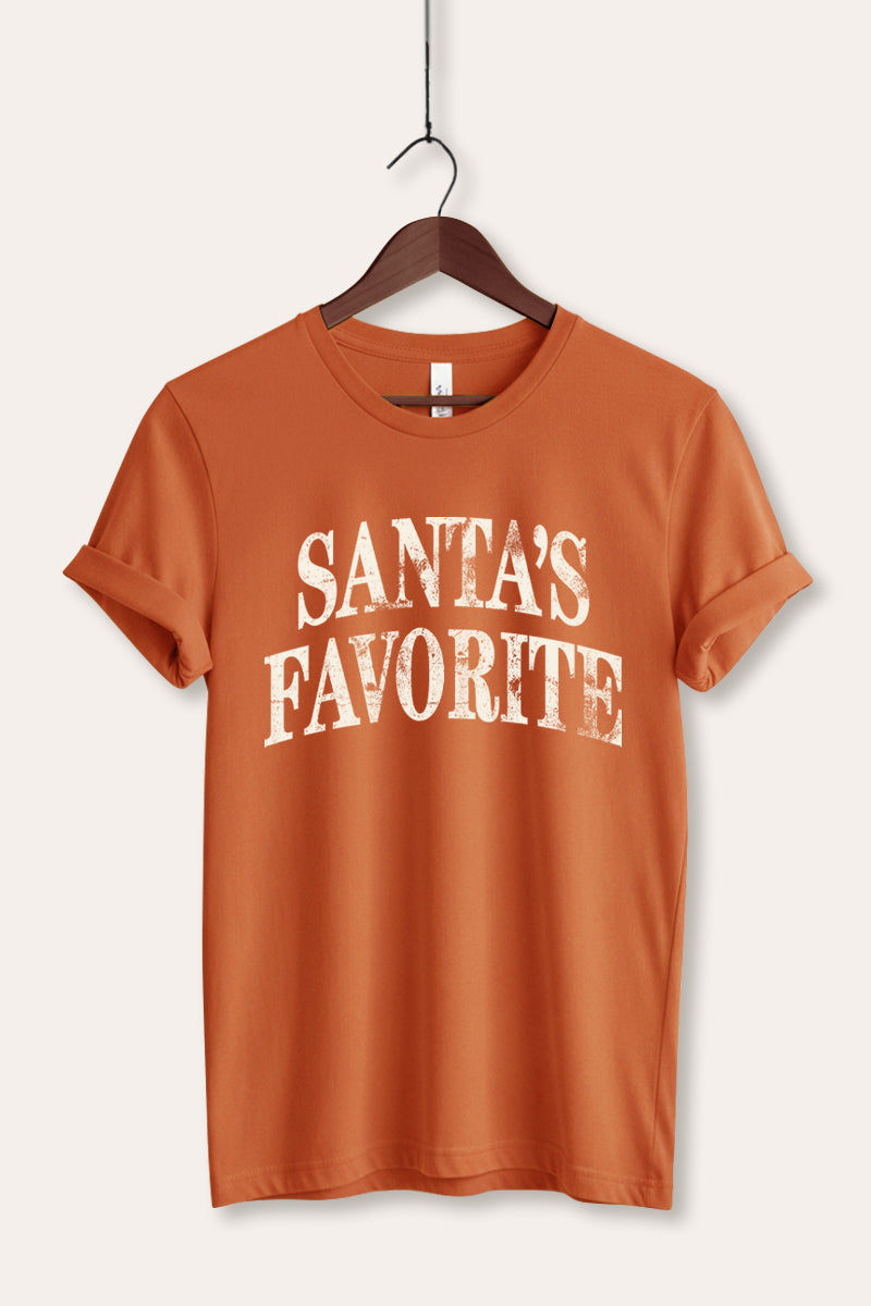 "santa's favorite" stacked graphic bella+canvas® tee