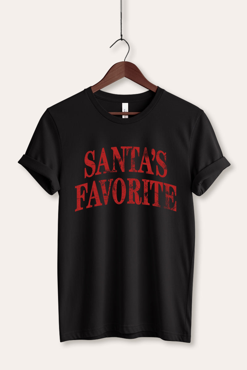 "santa's favorite" stacked graphic bella+canvas® tee