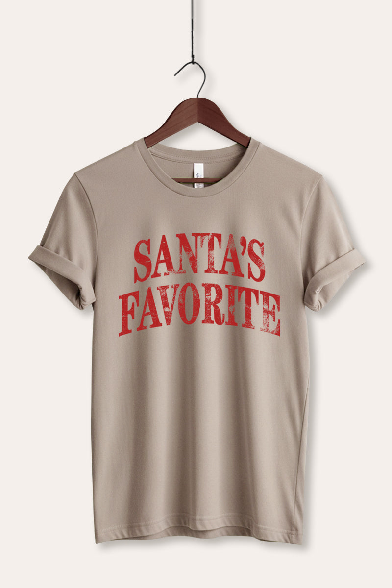 "santa's favorite" stacked graphic bella+canvas® tee