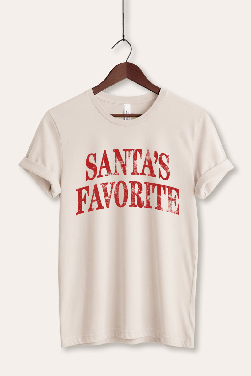 "santa's favorite" stacked graphic bella+canvas® tee