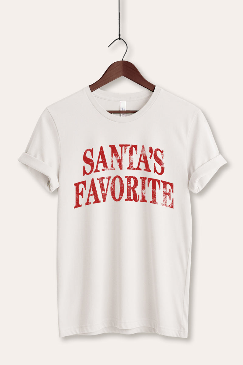 "santa's favorite" stacked graphic bella+canvas® tee