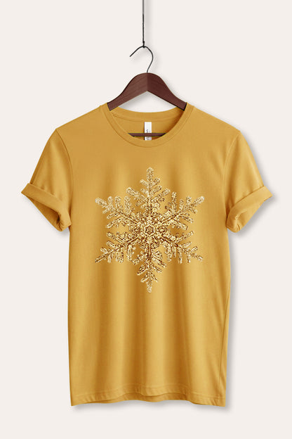 Gold Snowflake Christmas Graphic Women's Jersey Tee