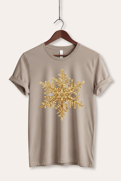 Gold Snowflake Christmas Graphic Women's Jersey Tee