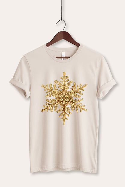 Gold Snowflake Christmas Graphic Women's Jersey Tee