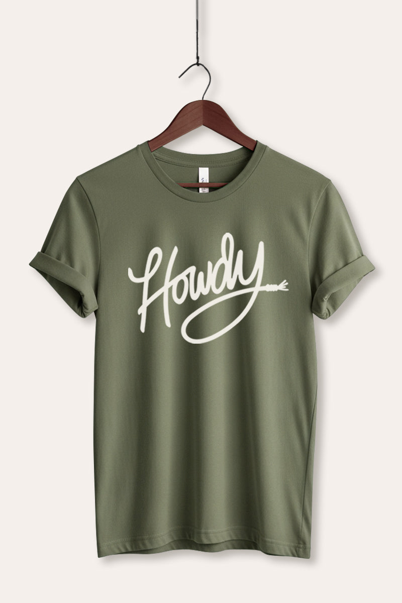 Howdy Cursive Western Graphic Women's Jersey Tee