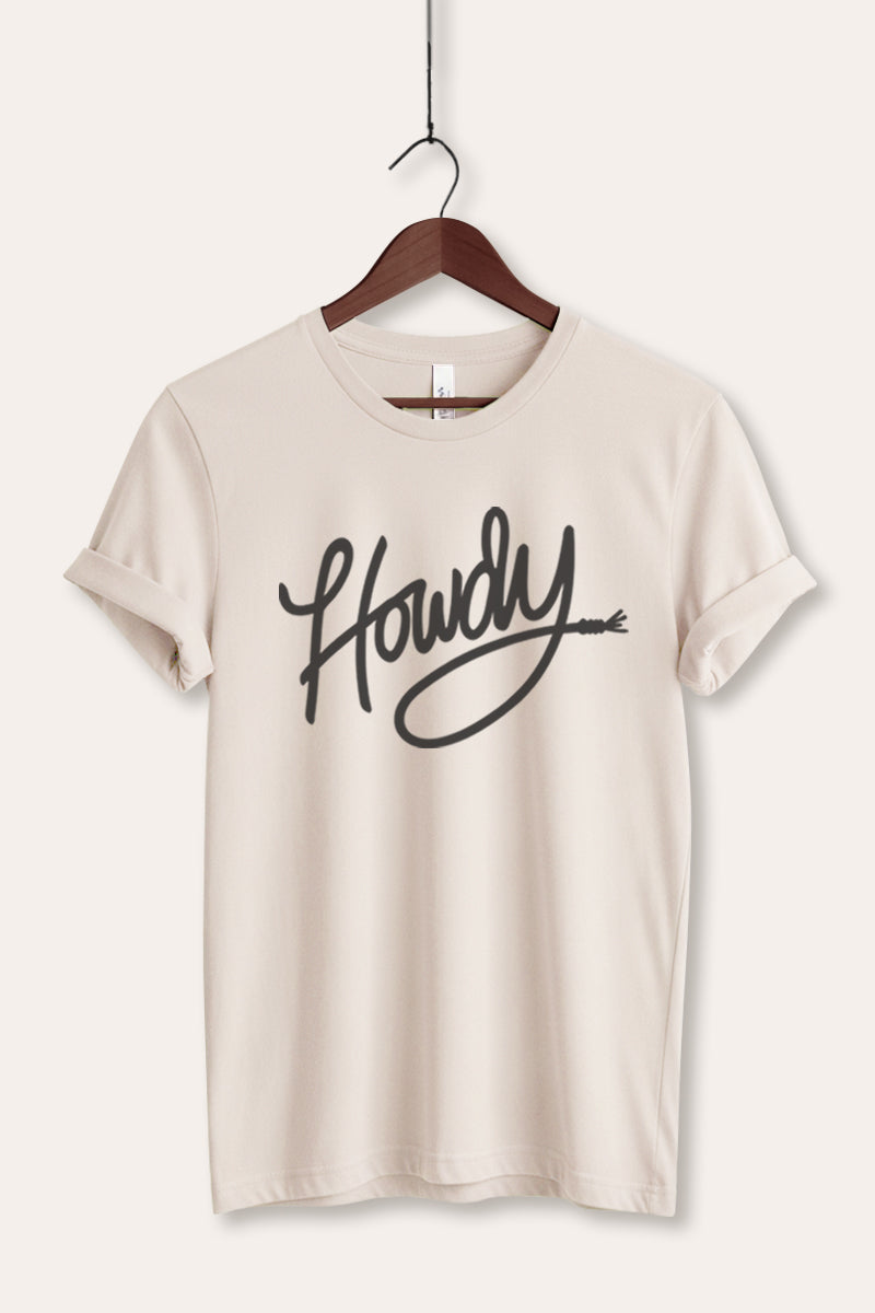 Howdy Cursive Western Graphic Women's Jersey Tee