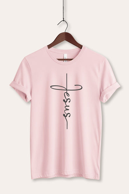 Jesus Cross Typography Women's Jersey Tee