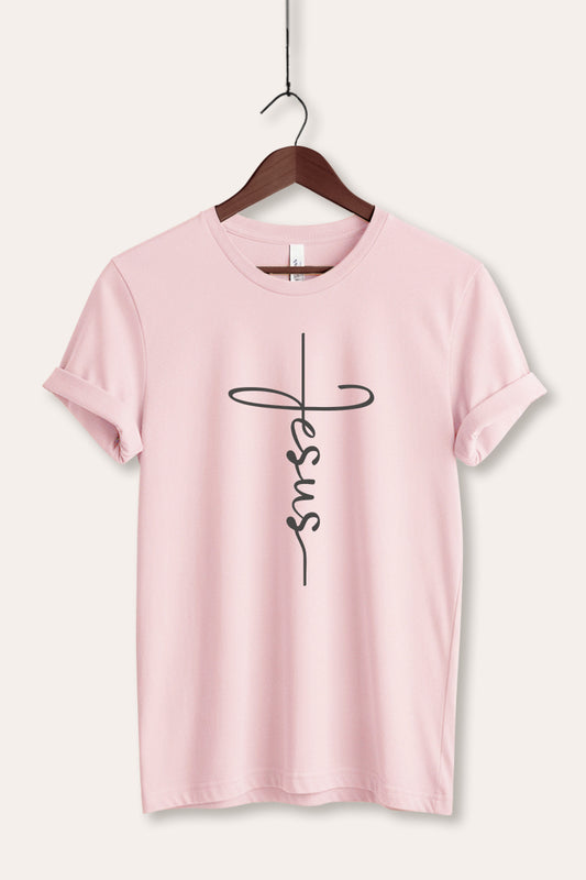 Jesus Cross Typography Women's Jersey Tee