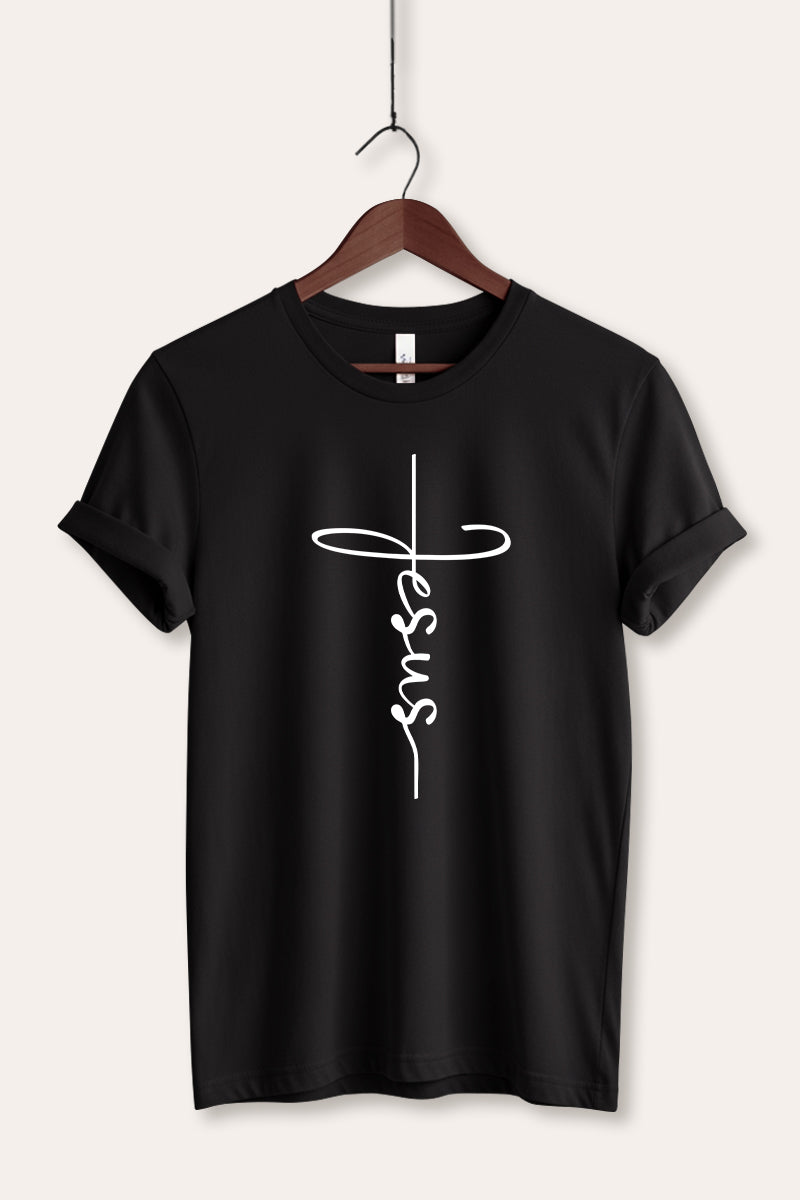 Jesus Cross Typography Women's Jersey Tee