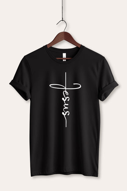 Jesus Cross Typography Women's Jersey Tee