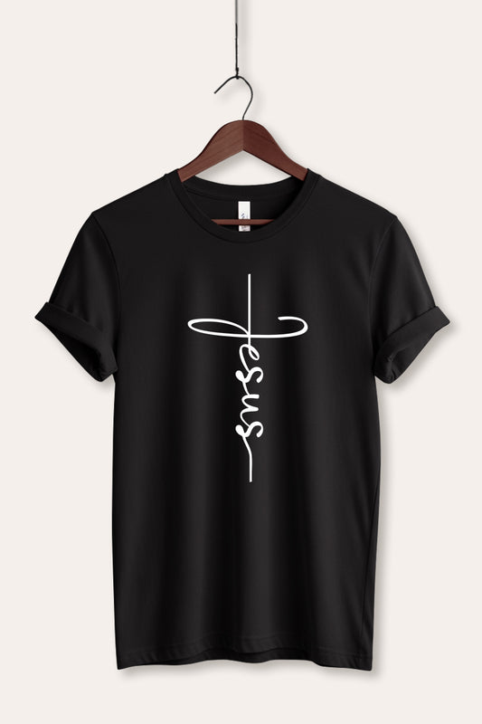 Jesus Cross Typography Women's Jersey Tee