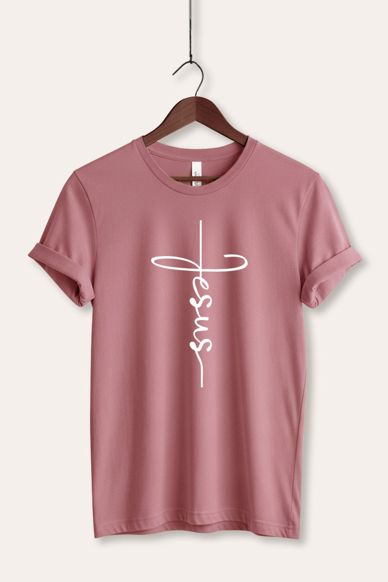 Jesus Cross Typography Women's Jersey Tee