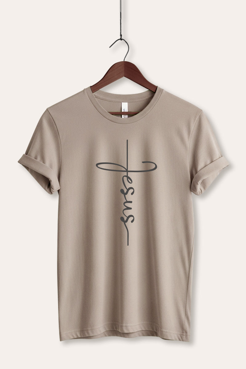 Jesus Cross Typography Women's Jersey Tee