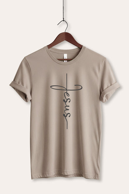 Jesus Cross Typography Women's Jersey Tee