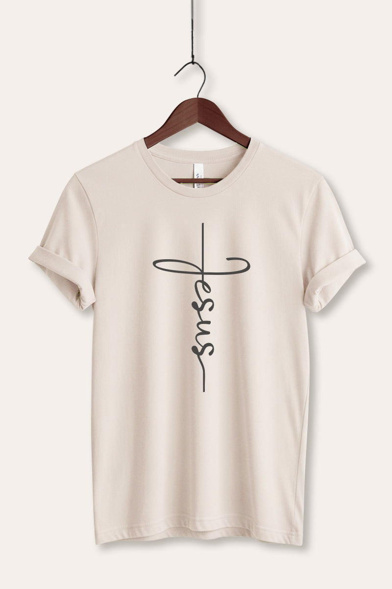 Jesus Cross Typography Women's Jersey Tee