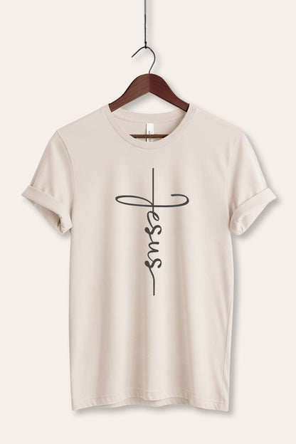 Jesus Cross Typography Women's Jersey Tee