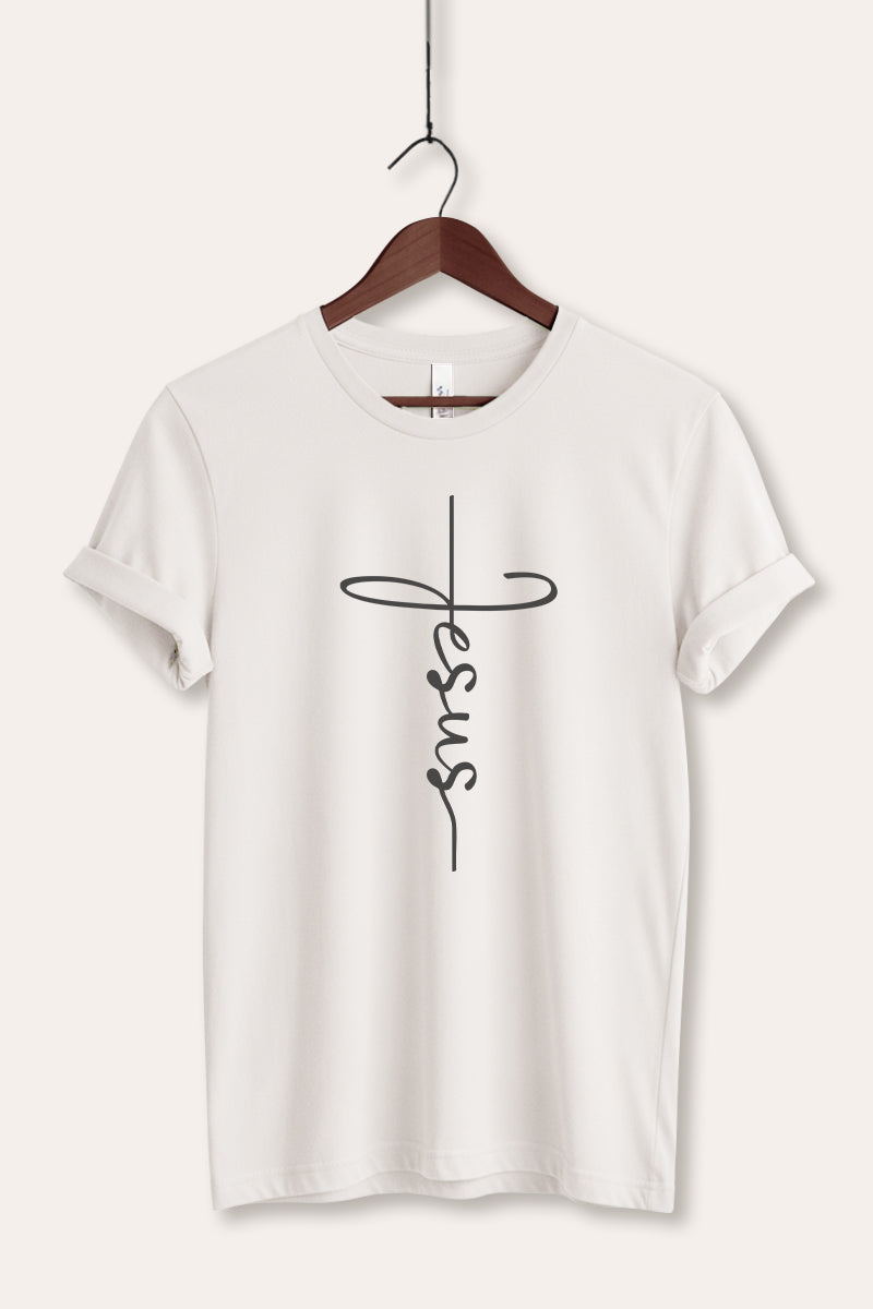 Jesus Cross Typography Women's Jersey Tee