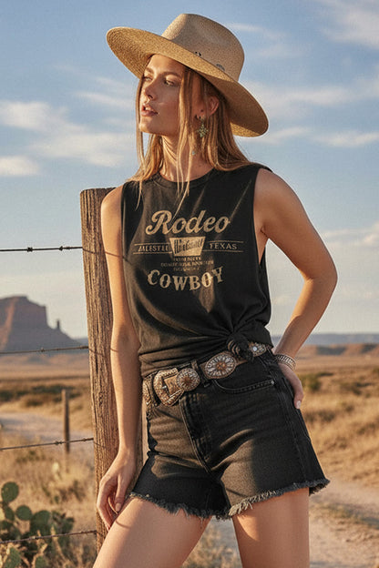 Wild West Rodeo Cowboy Graphic Women's Jersey Tank Top