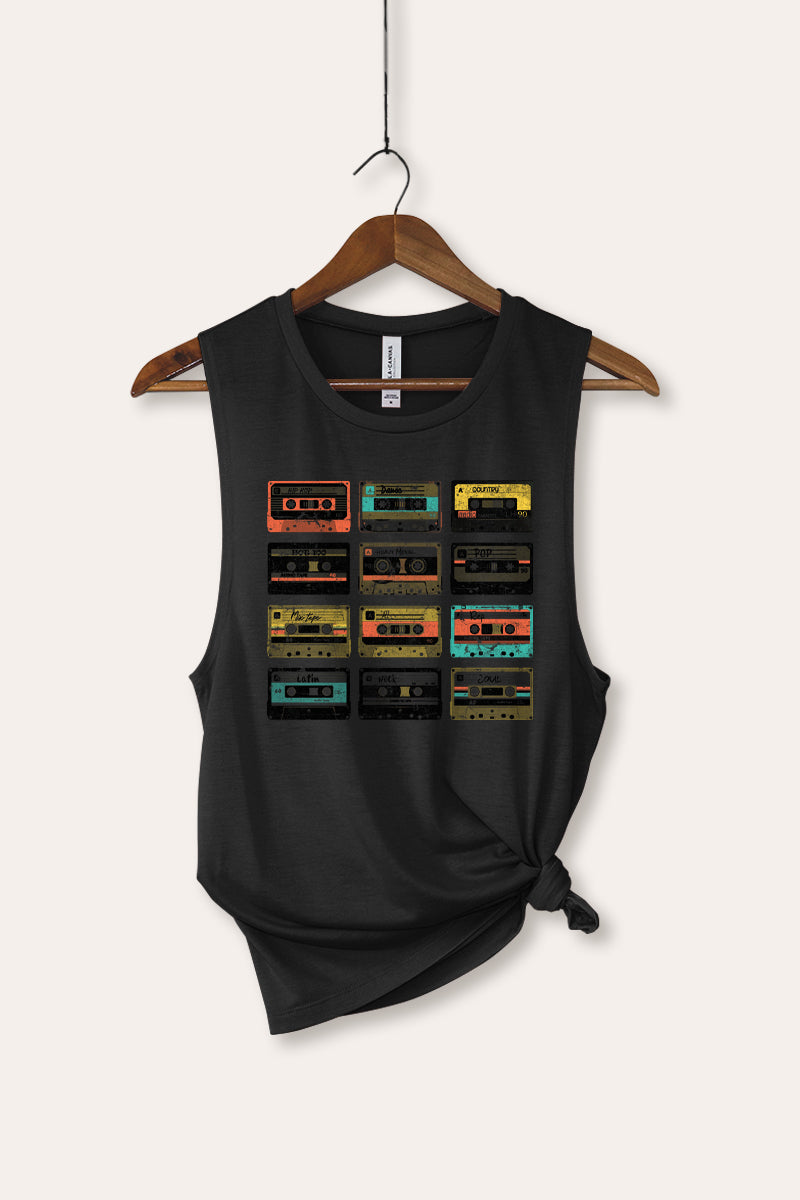 vintage cassette tapes bella+canvas® graphic tank top
