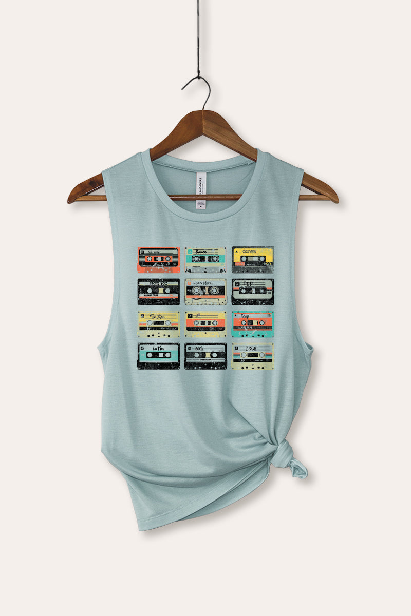 vintage cassette tapes bella+canvas® graphic tank top