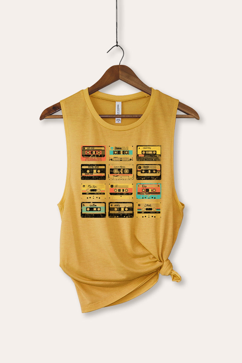 vintage cassette tapes bella+canvas® graphic tank top