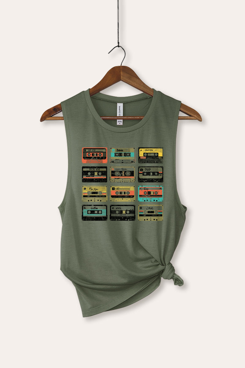 vintage cassette tapes bella+canvas® graphic tank top