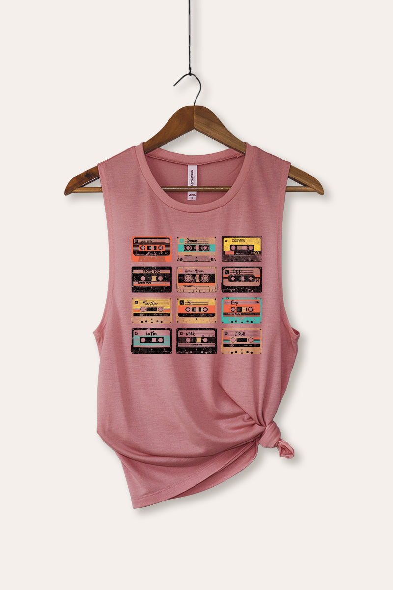 vintage cassette tapes bella+canvas® graphic tank top