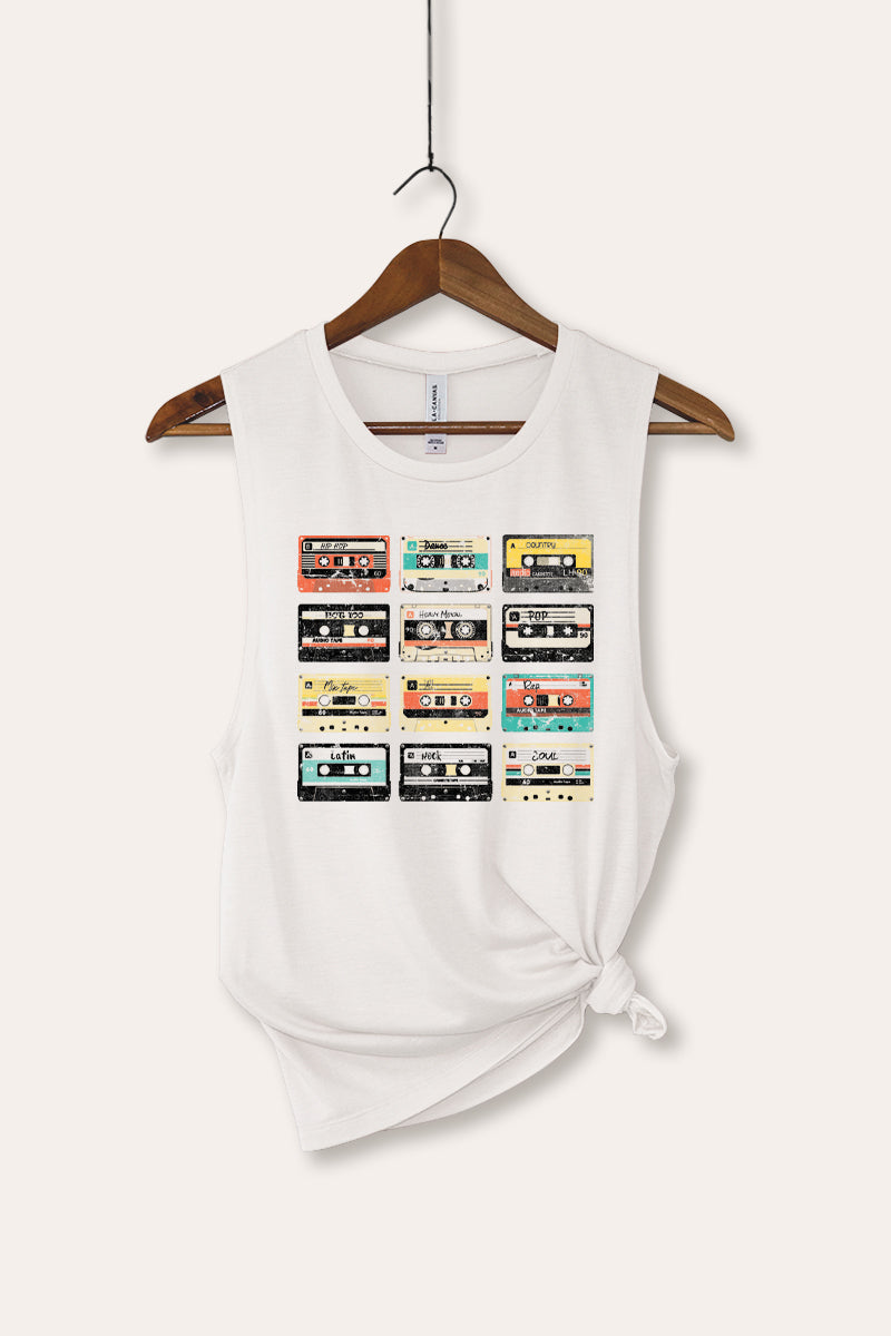 vintage cassette tapes bella+canvas® graphic tank top