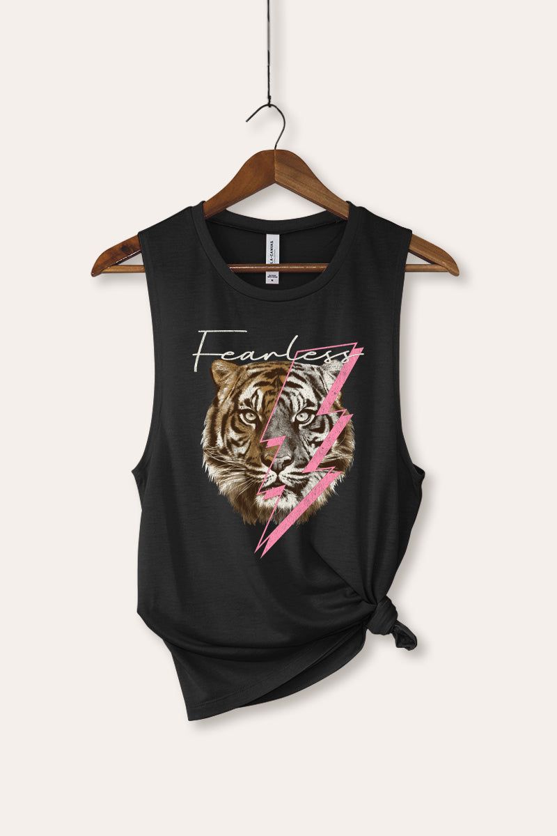 fearless lightning tiger bella+canvas® graphic tank top