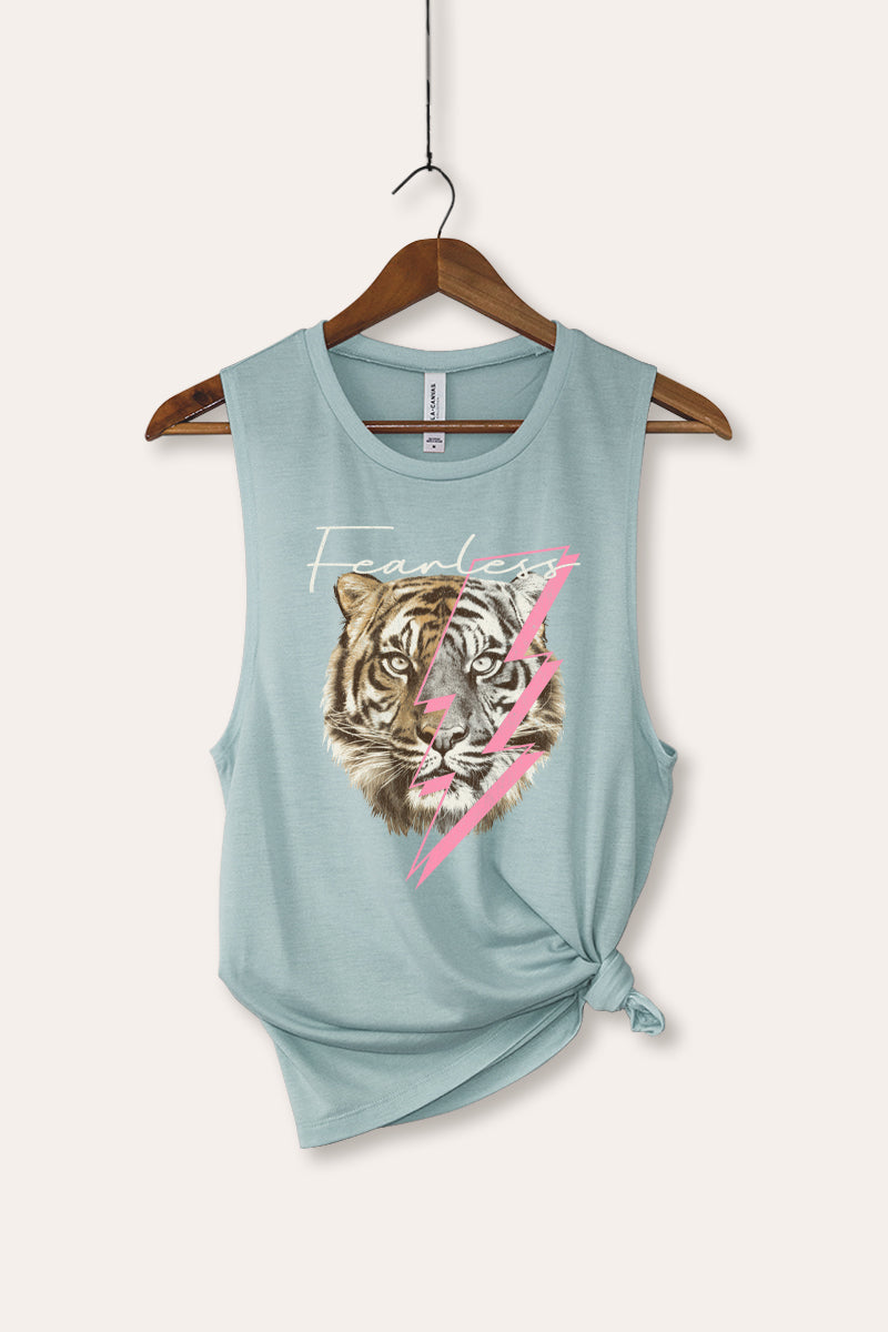 fearless lightning tiger bella+canvas® graphic tank top