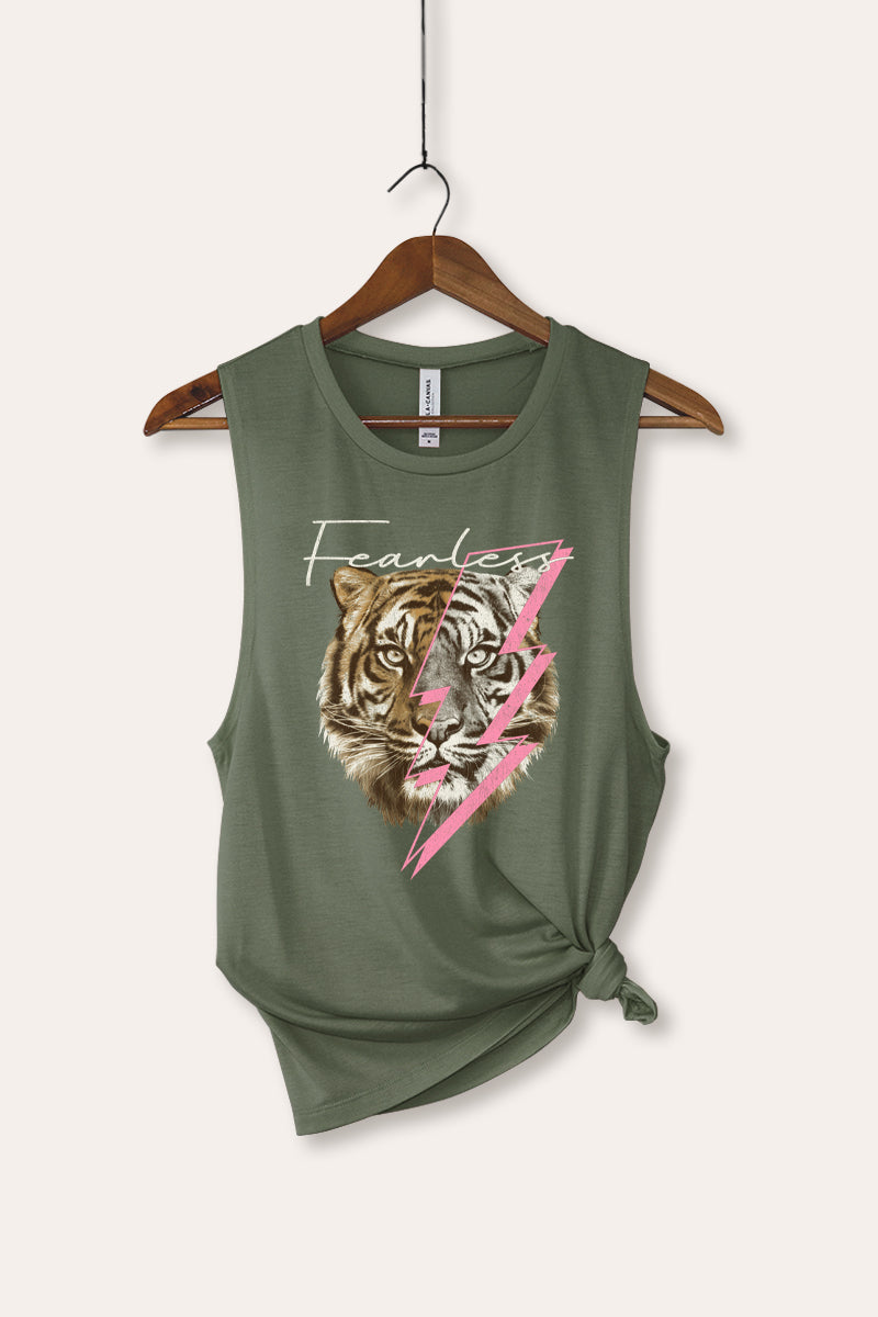 fearless lightning tiger bella+canvas® graphic tank top