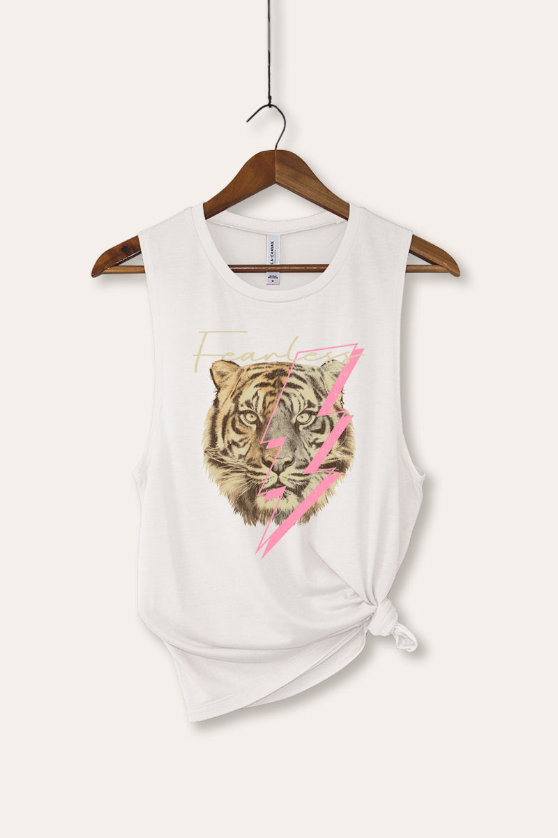 fearless lightning tiger bella+canvas® graphic tank top