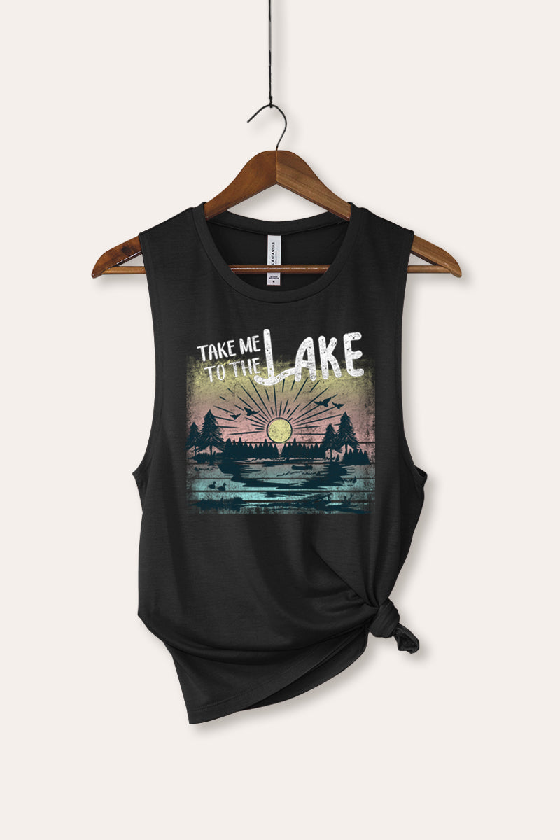 Take Me To The Lake Graphic Women's Jersey Tank Top