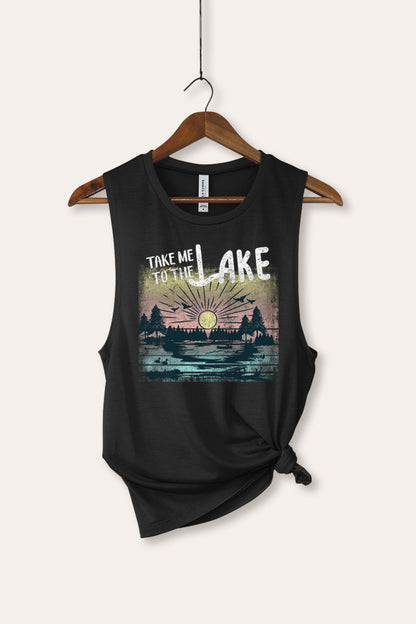 Take Me To The Lake Graphic Women's Jersey Tank Top