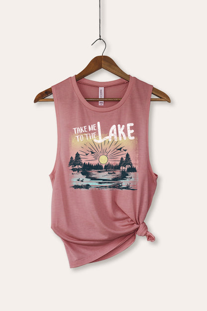 Take Me To The Lake Graphic Women's Jersey Tank Top