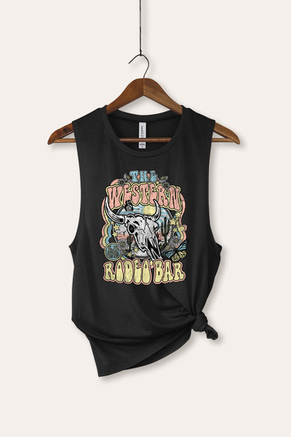 Western Rodeo Bar Retro Graphic Women's Jersey Tank Top