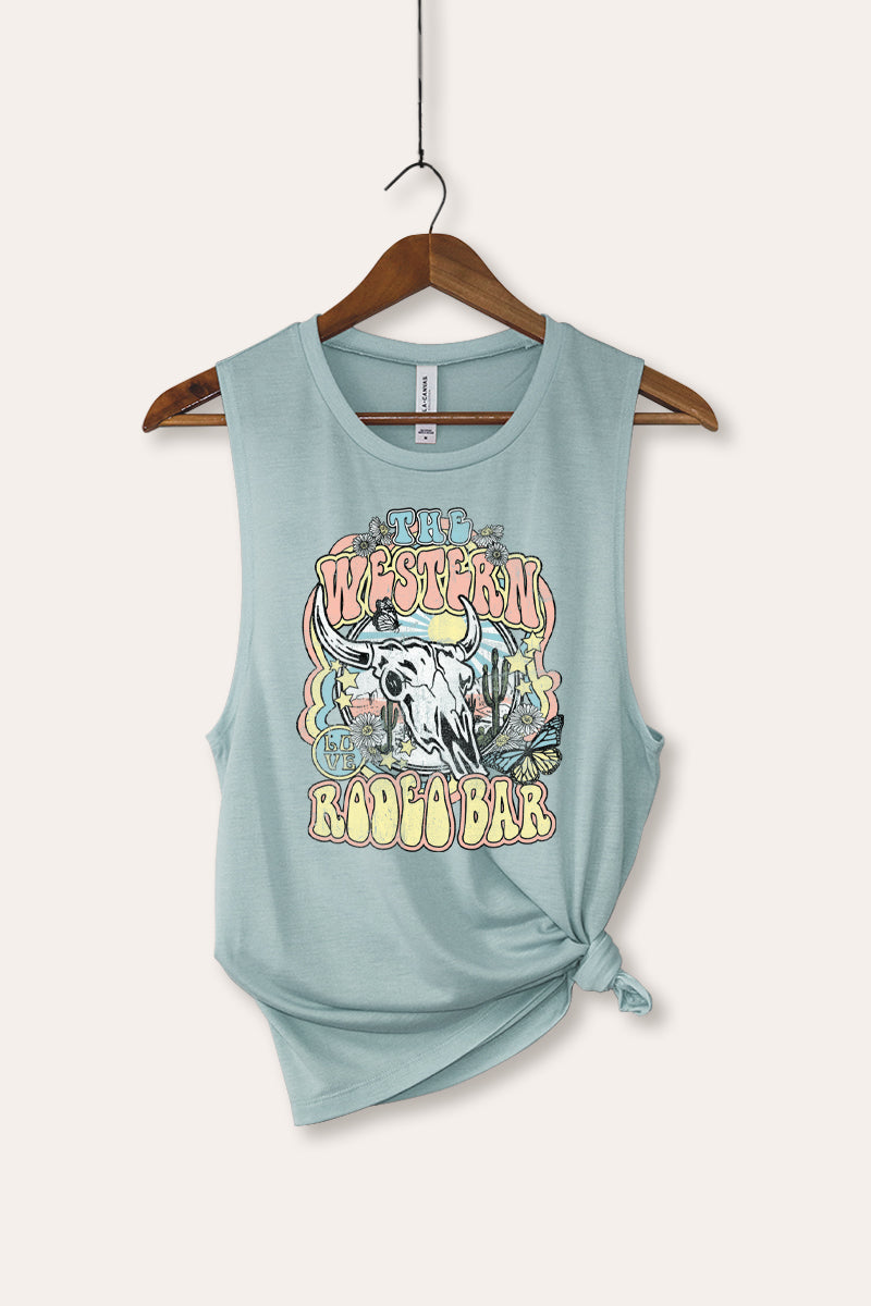 "the western rodeo bar" bella+canvas® graphic tank top