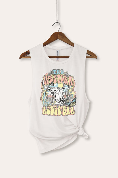 Western Rodeo Bar Retro Graphic Women's Jersey Tank Top