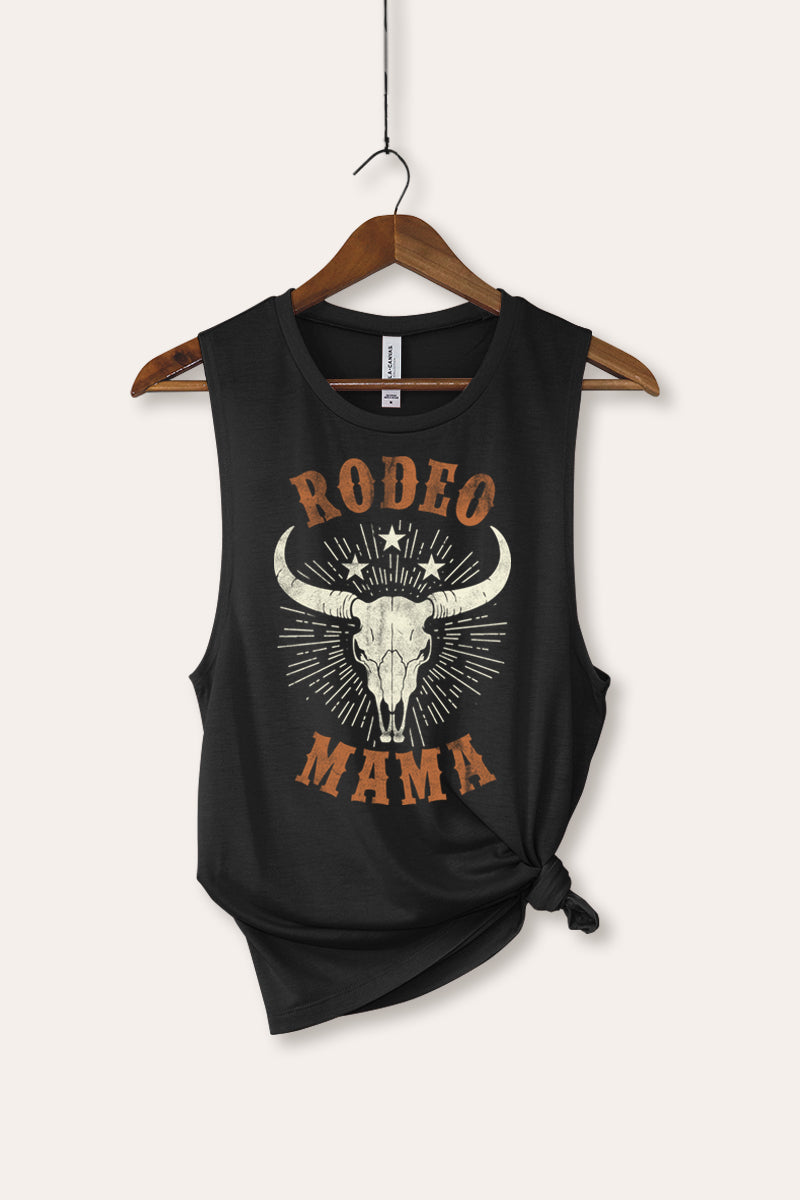 "rodeo mama" cow skull bella+canvas® western graphic tank top