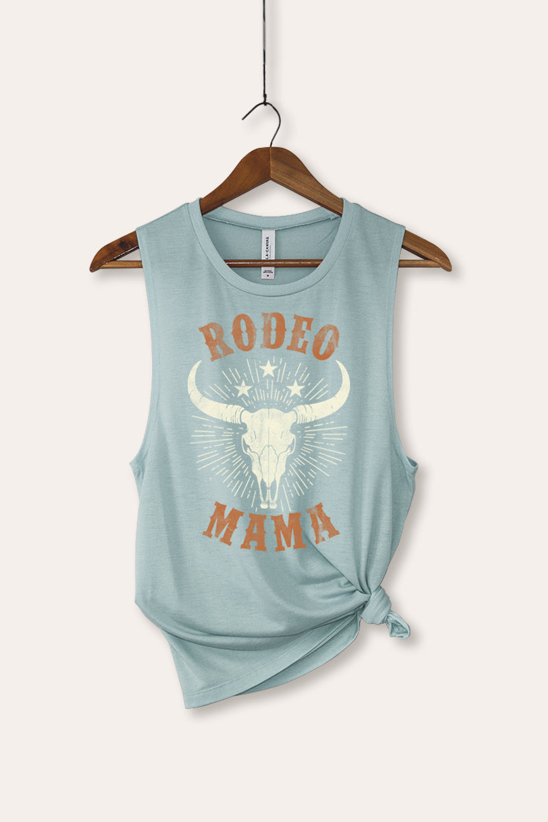 "rodeo mama" cow skull bella+canvas® western graphic tank top
