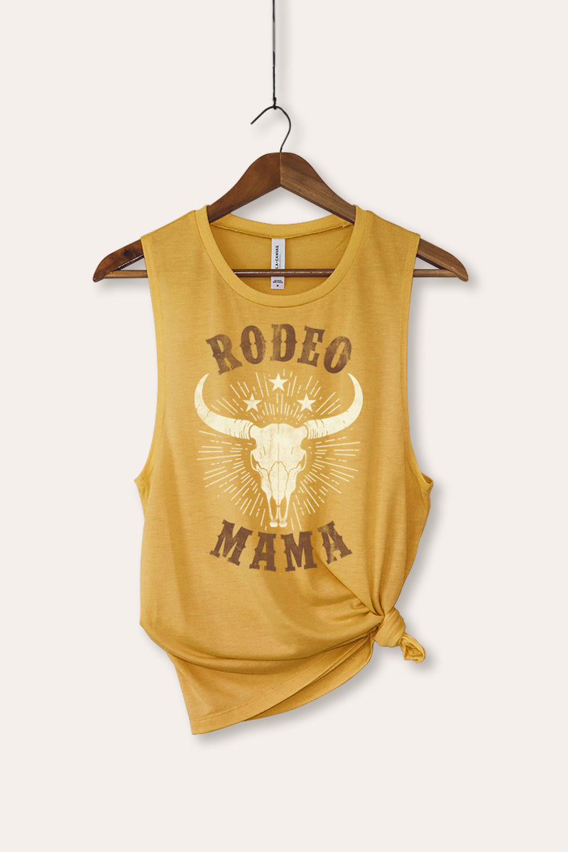 "rodeo mama" cow skull bella+canvas® western graphic tank top