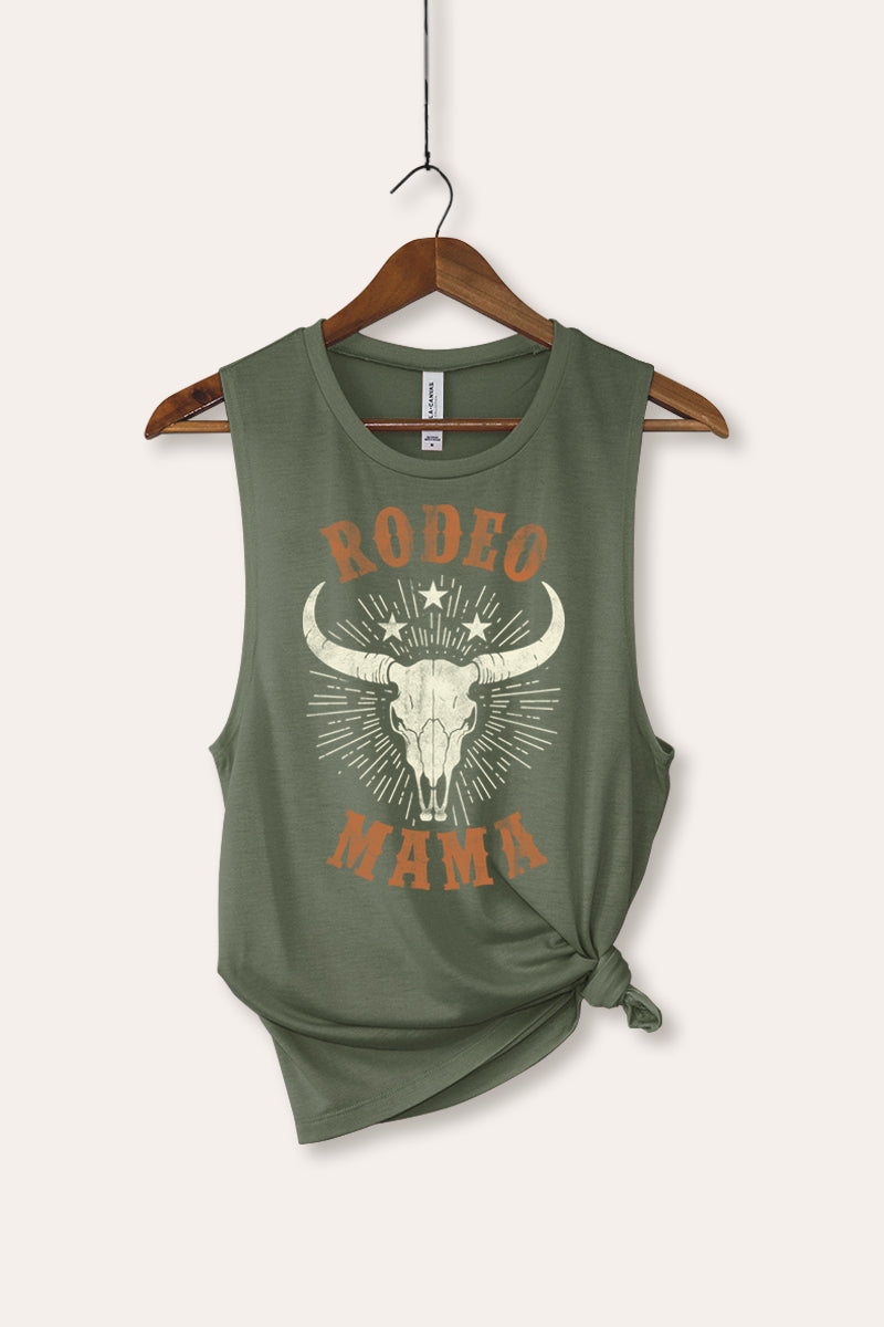 "rodeo mama" cow skull bella+canvas® western graphic tank top