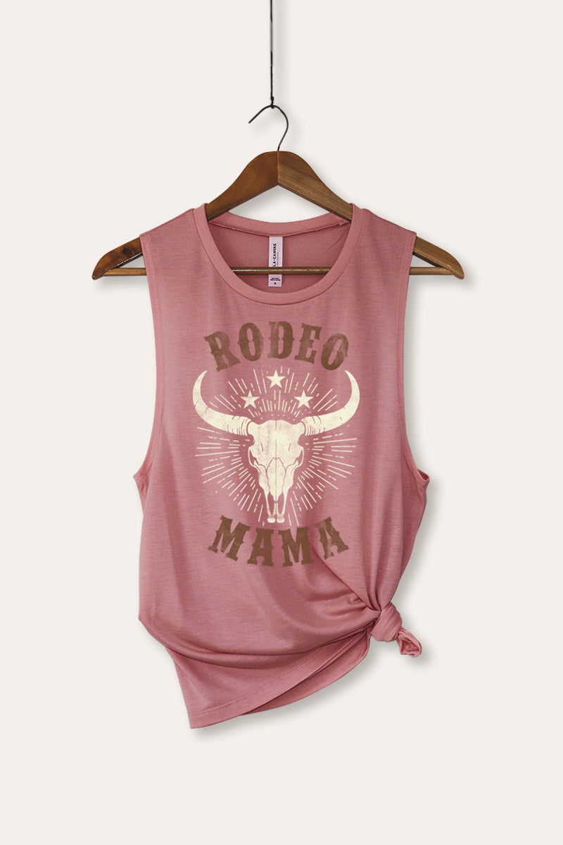"rodeo mama" cow skull bella+canvas® western graphic tank top